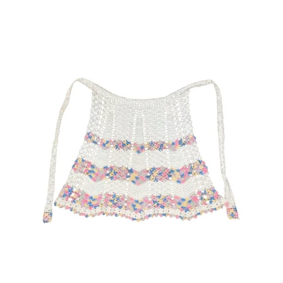 Vintage Handmade Crocheted Half Apron Child or Smaller Woman Used Farmhouse - Picture 2 of 10